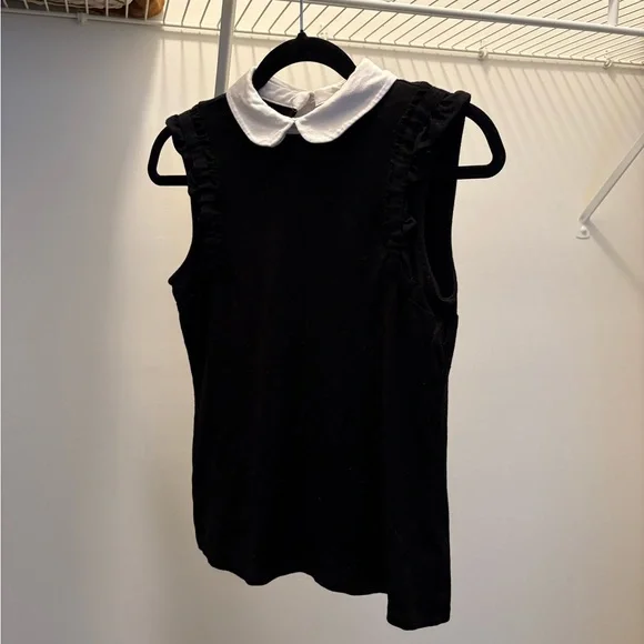 CeCe Ruffle Detail White Collar Top - Picture 5 of 8